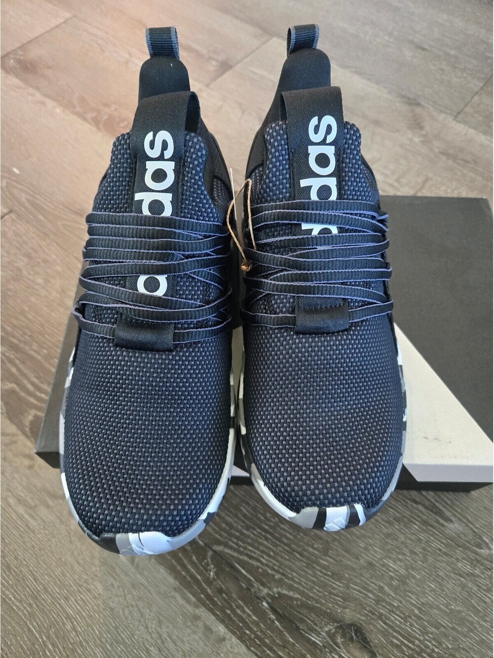 adidas Lite Racer Adapt 7.0 K IE6383 Kids Size 5 Black Camo Cloudfoam NWT - Picture 2 of 7